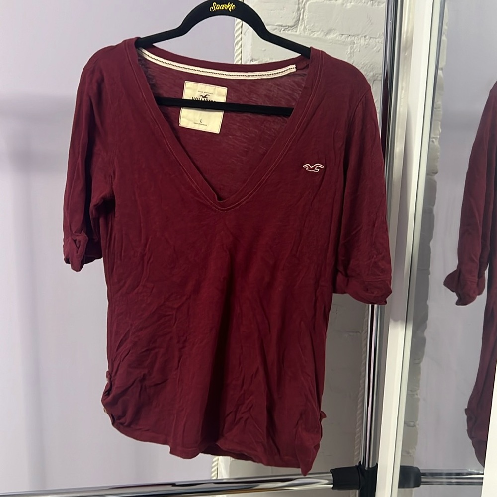 Maroon Hollister 3/4 sleeve
